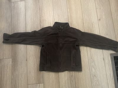 Arei Dark Brown Full-Zip Fleece Jacket - Size 6/7 - High Collar & Pockets