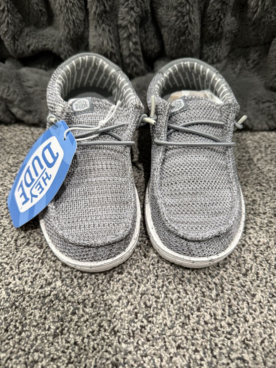 Hey Dude Wally Youth Stretch Sox Grey Slip-On Shoes - Size C12 (US), New with Tags