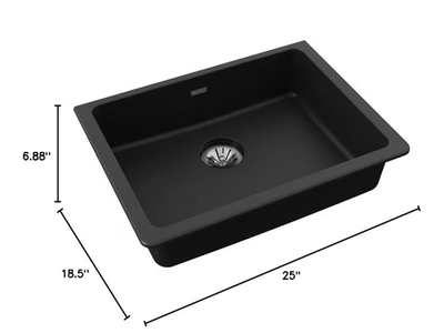 Elkay Quartz Classic ELGUAD2519PDBK0 Black Single Bowl Undermount ADA Sink with Perfect Drain