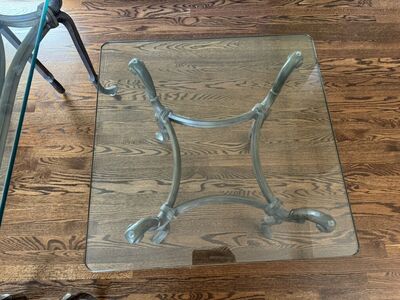 Glass & Metal Coffee, End, And Sofa Table Set