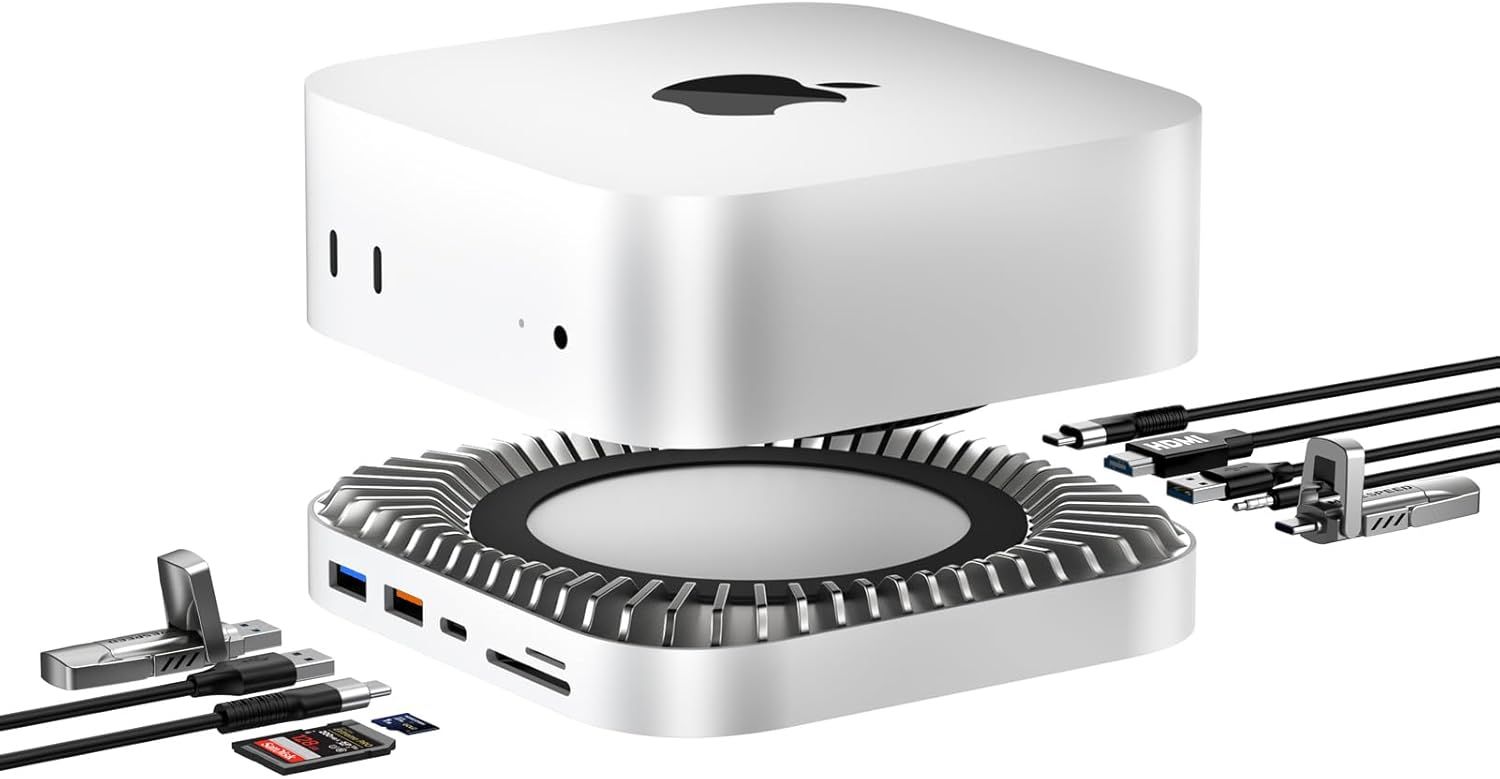 Mac mini M4 Dock, Aluminum Stand & HDMI Hub for Mac mini M4 and M4 Pro 2024
