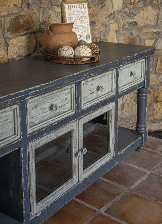 BRAND NEW! Solid Wood Blue Console