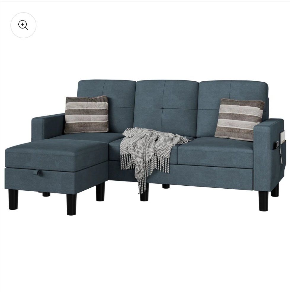New L-Shaped Sectional Sofa with Ottoman – Dark Gray #359
