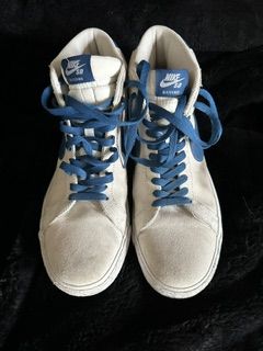 Nike SB Zoom Blazer Mid White Blue High Top Skate Shoes Size 10.5
