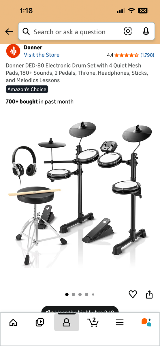 Donner Electronic Drum Set + Amp – Like New!