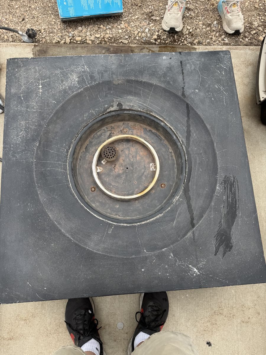 Square Propane Fire-Pit Table with Tank, Lava Rock & Fire Glass – $85 OBO