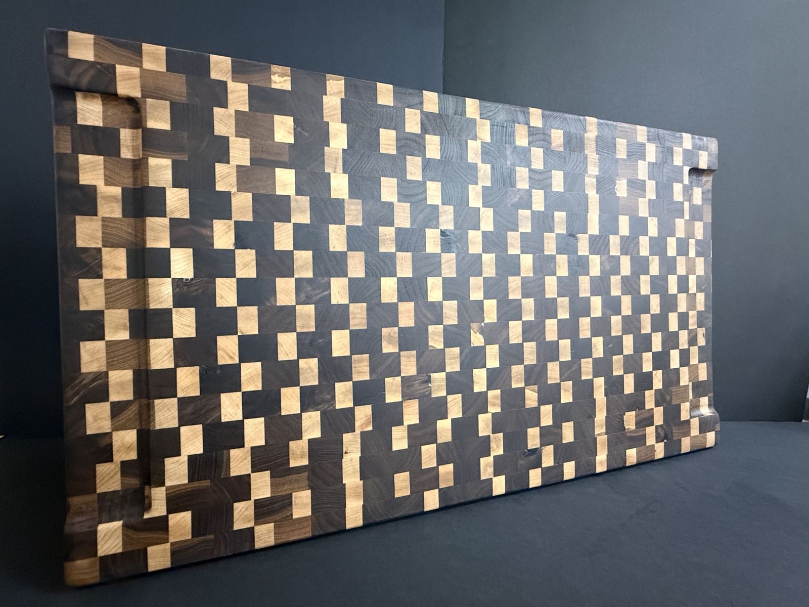 Hand Made End-Grain Wooden Cutting Board -  15x24 Chaos Checkerboard Pattern with Juice Groove