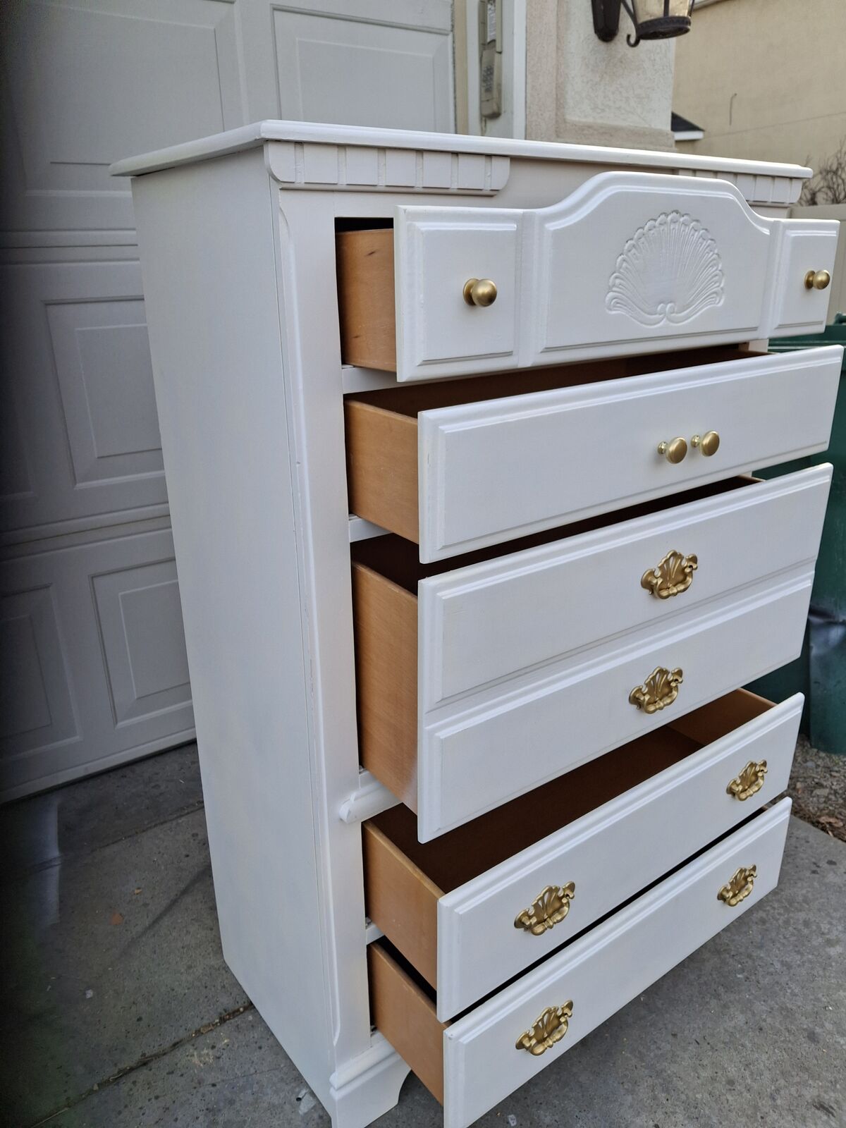 extra tall all wood white 5 drawers dresser