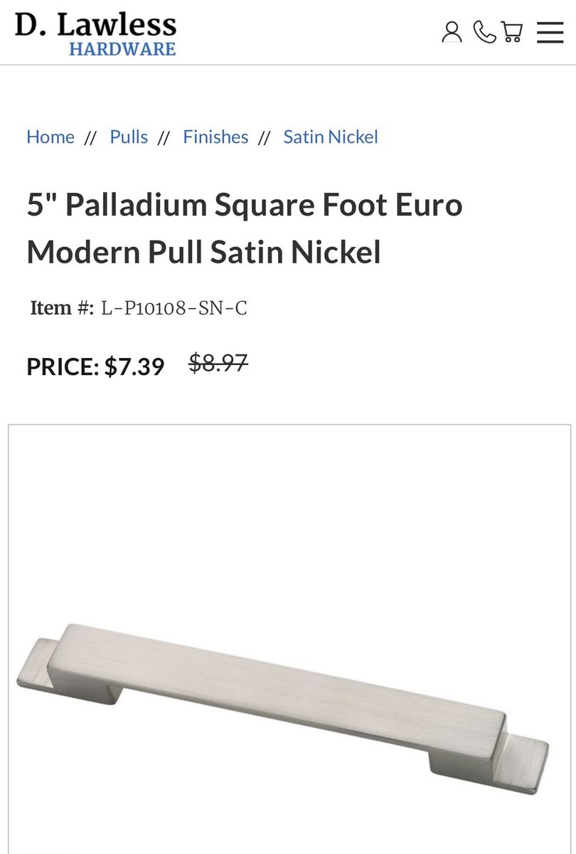 Satin nickel and black cabinet pulls