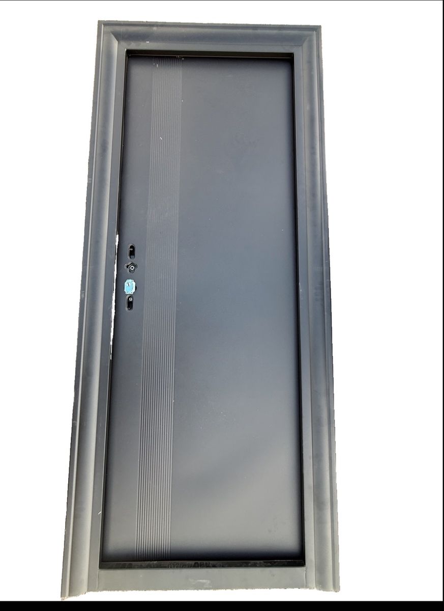 Modern Metal security welded door - Gray/Black Exterior Door Slab with Frame