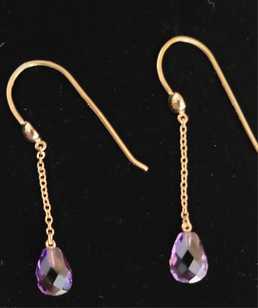 Vintage 14k gold Amethyst Crystal Earrings