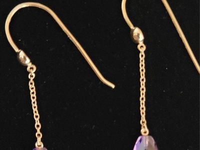 Vintage 14k gold Amethyst Crystal Earrings