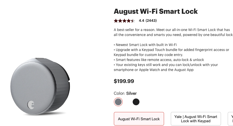 NEW August WiFi Smart Lock-Keyless Entry $80 OBO
