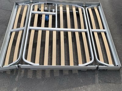 Motorized RV Lift Bed Frame Base with Wooden Slats and Mounting Hardware