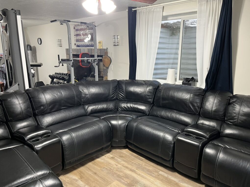 Black Leather Sectional