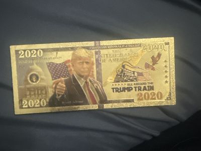 Trump all aboard the trump train 2020 gold bill $20