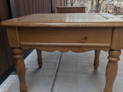 Wood end tables and coffee table