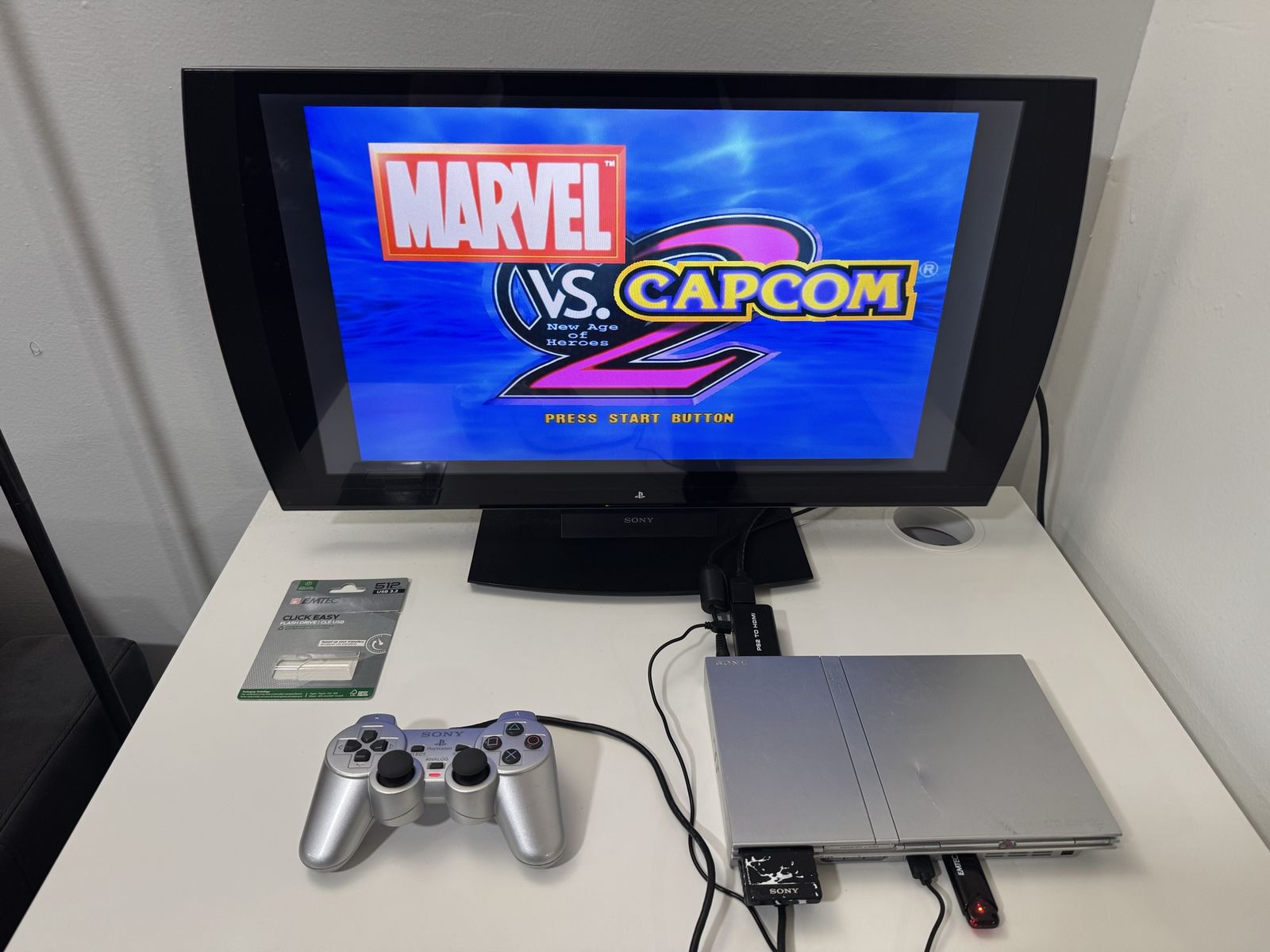 Sony Ps2 / PlayStation 2 Slim Silver Modded 512gb W/ Games
