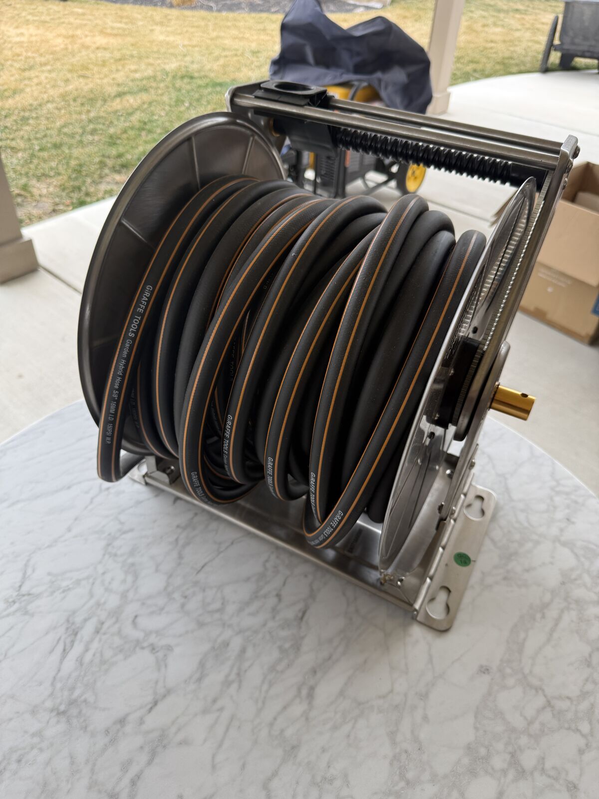 Giraffe Tools Stainless Steel Hose Reel + Hybrid Hose