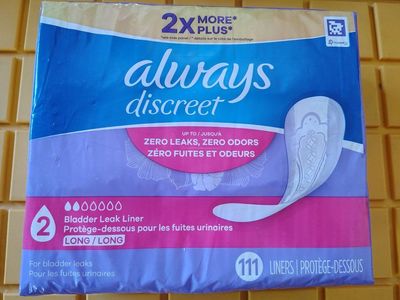 Always Discreet Bladder Leak Liners Long Size 2 - 111 Count Pack X2