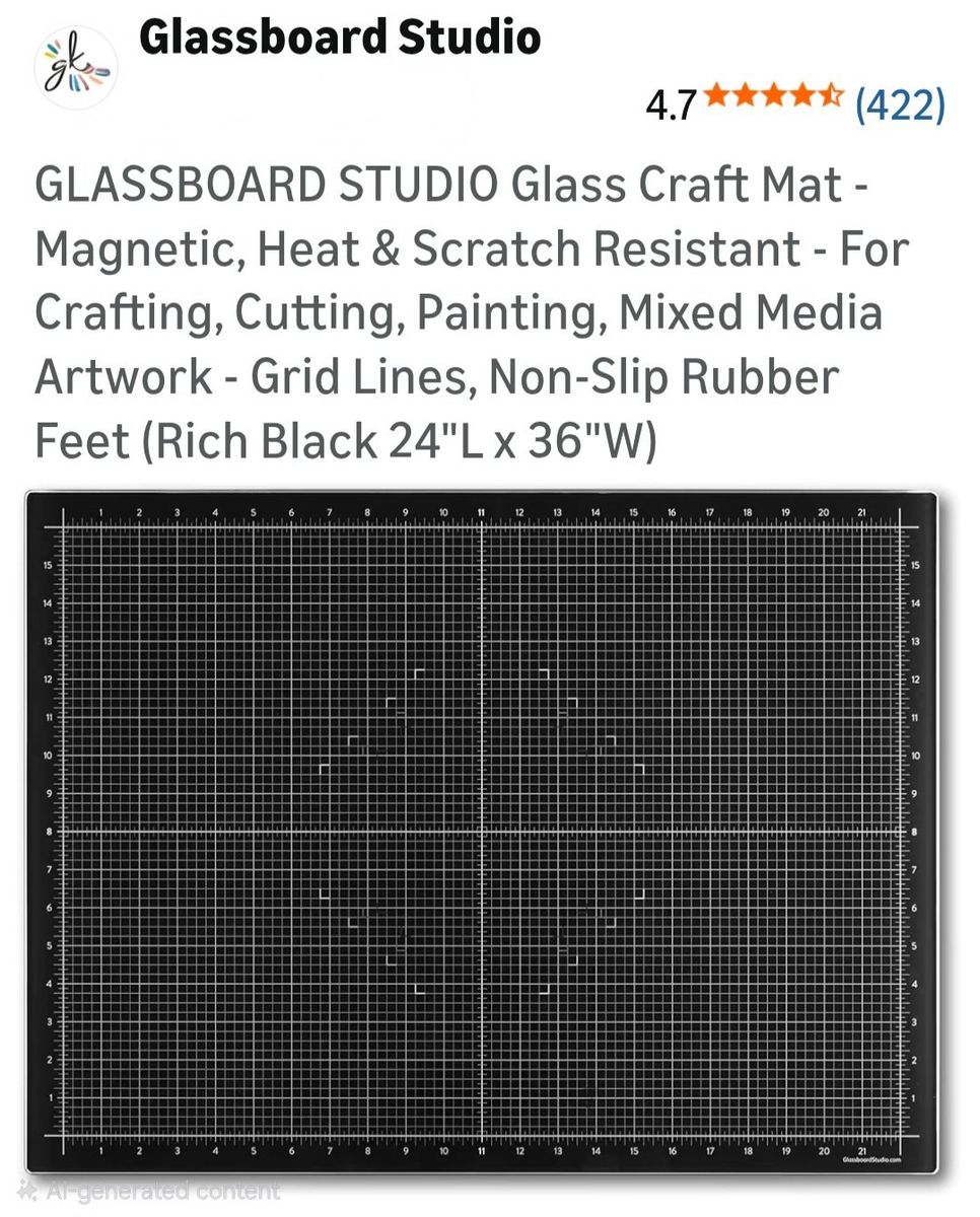 New GLASSBOARD STUDIO Rich Black Glass Craft Mat (18" x 24")