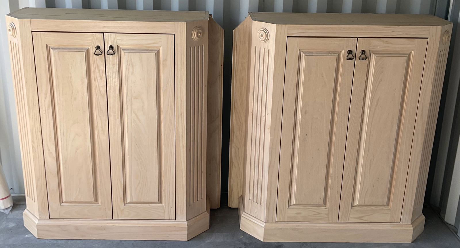 2 Identical Light Wood Storage Armoires - Perfect DIY Painting Project