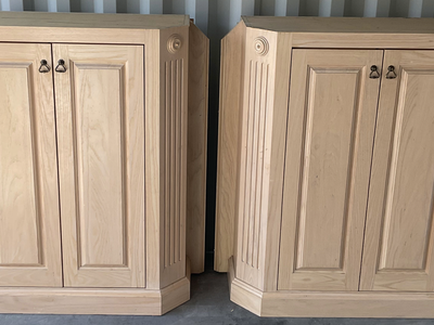 2 Identical Light Wood Storage Armoires - Perfect DIY Painting Project