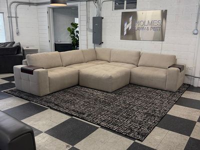 COSTCO PAIGE 6-PIECE MODULAR FABRIC SECTIONAL W/ WOOD ARM TRAYS!!