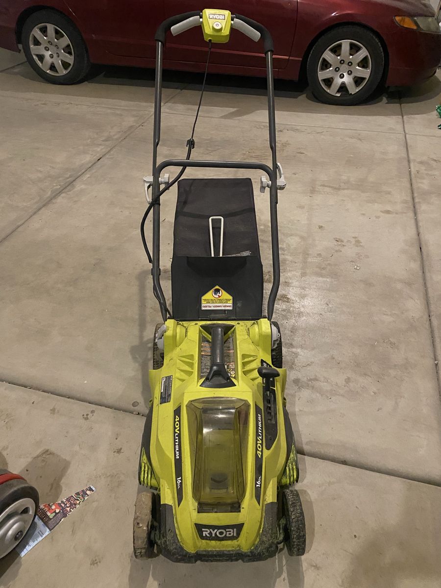 Ryobi 16in 40V Lithium-Ion Cordless Electric Lawn Mower with 2.6Ah Battery & Charger