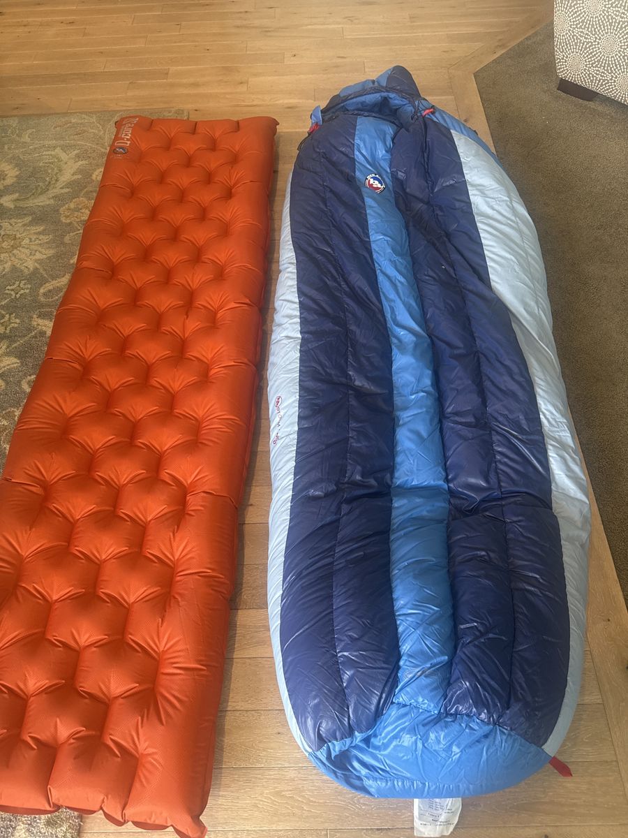 Big Agnes down filled 0 f with insulated air mattress