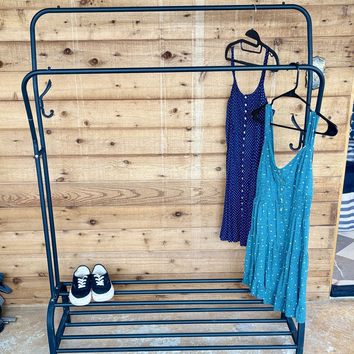 Black Metal Clothing & Shoe Rack