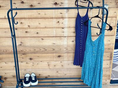 Black Metal Clothing & Shoe Rack