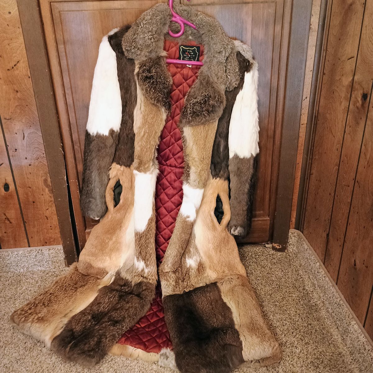 Long vintage rabbit fur jacket
