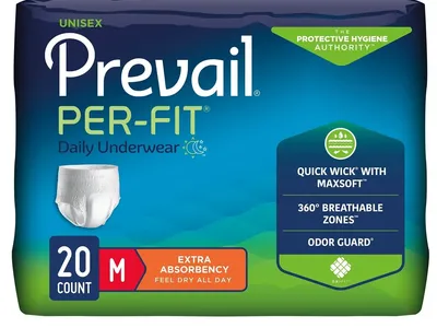 Prevail Per-Fit Daily Underwear, Incontinence, Disposable, Extra Absorbency, Medium, 20 Count