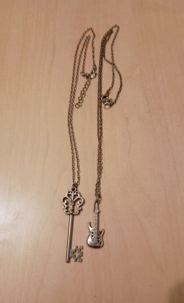 Key Chain Pendant Necklace, Guitar Necklace