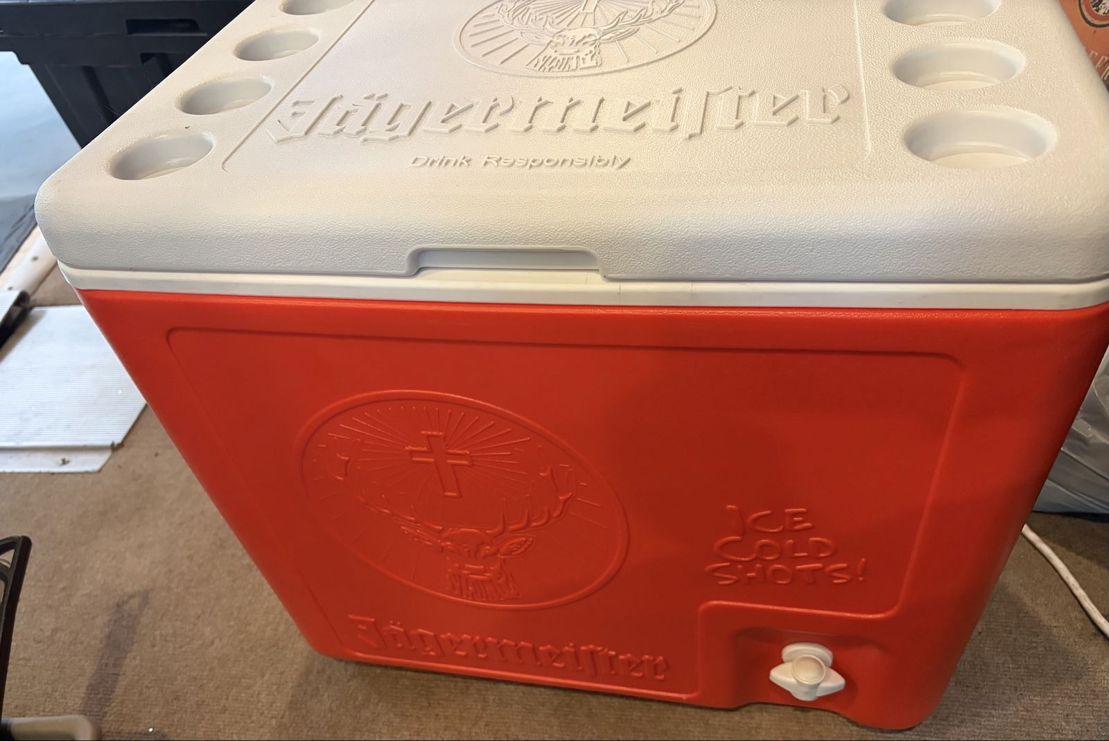 Brand new Jäegermeister branded orange ice chest cooler