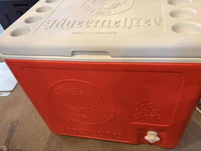 Brand new Jäegermeister branded orange ice chest cooler