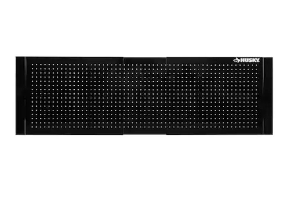 Husky 52 in. W to 72 in. W Gloss Black Adjustable Pegboard