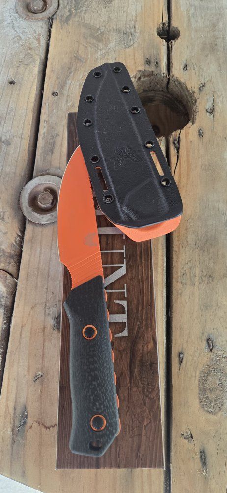 Benchmade Raghorn Hunting Fixed Blade Knife Carbon Fiber (4" Orange) 15600OR