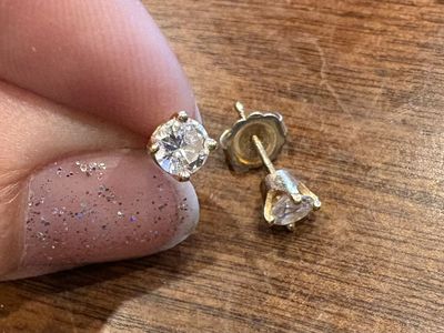 Diamond And 14K Gold Stud Earrings