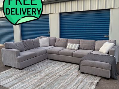 Modern Grey U-Shaped Sectional Couch-FREE DELIVERY-