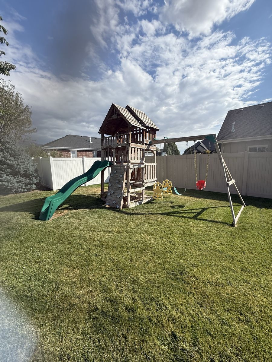 Free KidKraft Cedar Summit Playset with Slide, Swings, Rock Wall - Wooden Outdoor Playset