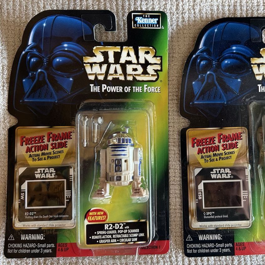 Star Wars The Power of the Force R2-D2 Action Figure Kenner Green Card Freeze Frame 1990s