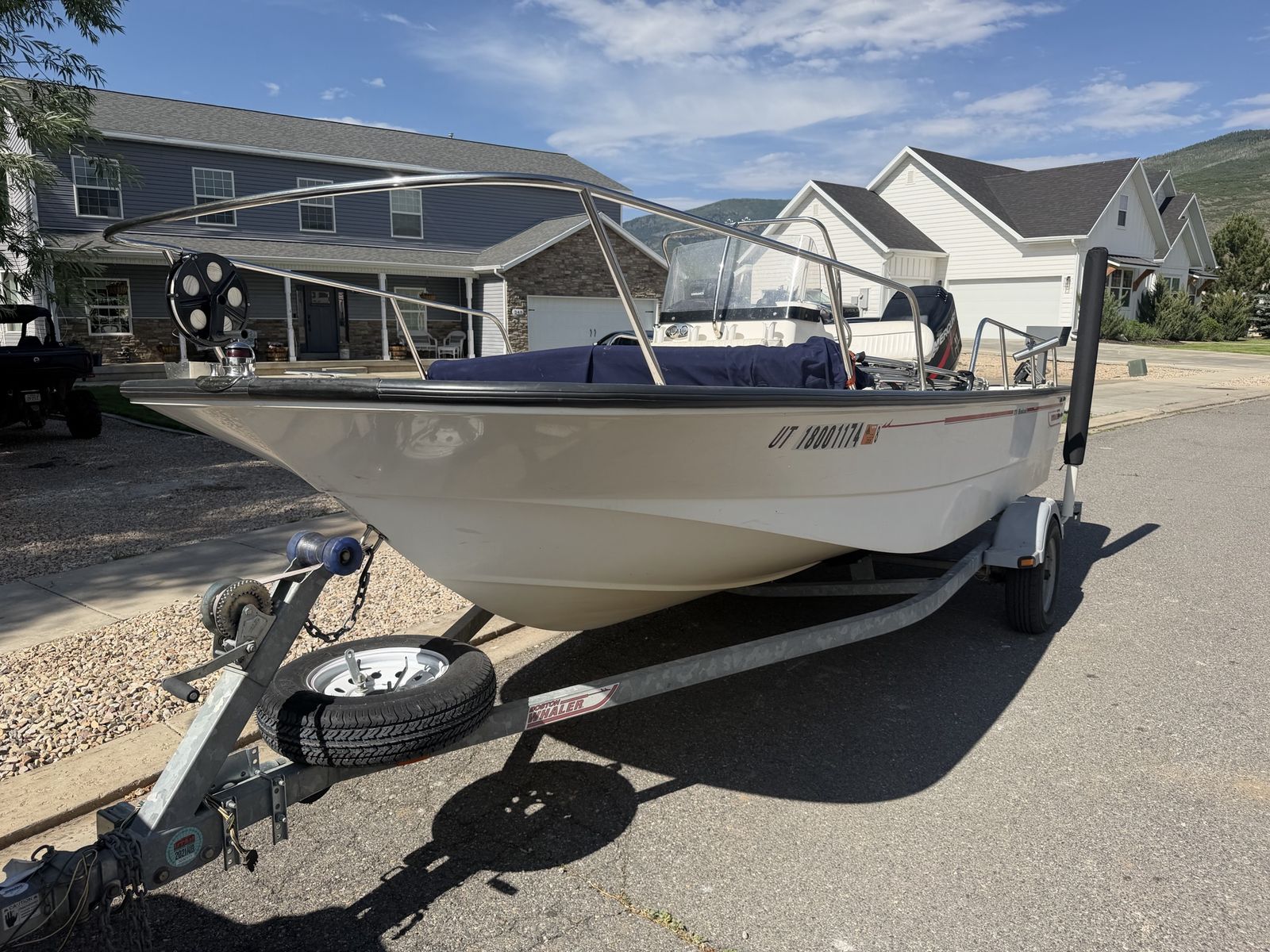 2003 Boston Whaler 170 Montauk Center Console Fishing Boat with Mercury Outboard and Trailer