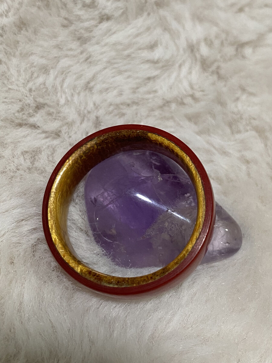 Wood Ring with Red Epoxy Overlay - Size 13