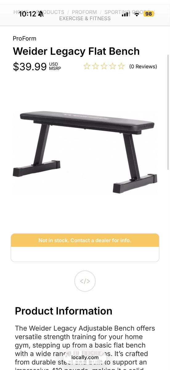 ProForm Flat Exercise Weight Bench