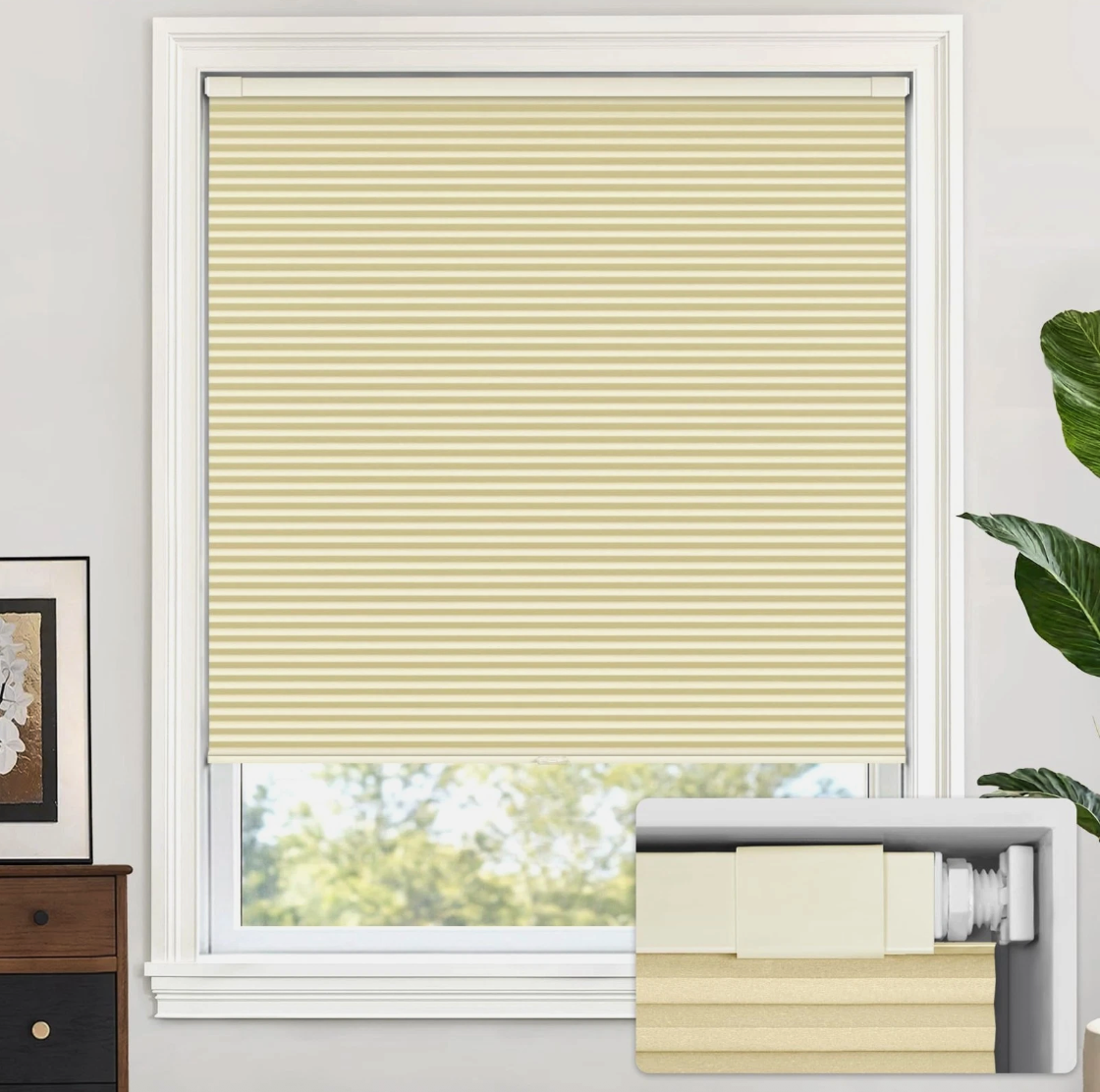 LazBlinds No Drill Blackout Cellular Shades 36x48 Cordless Honeycomb Blind Cream