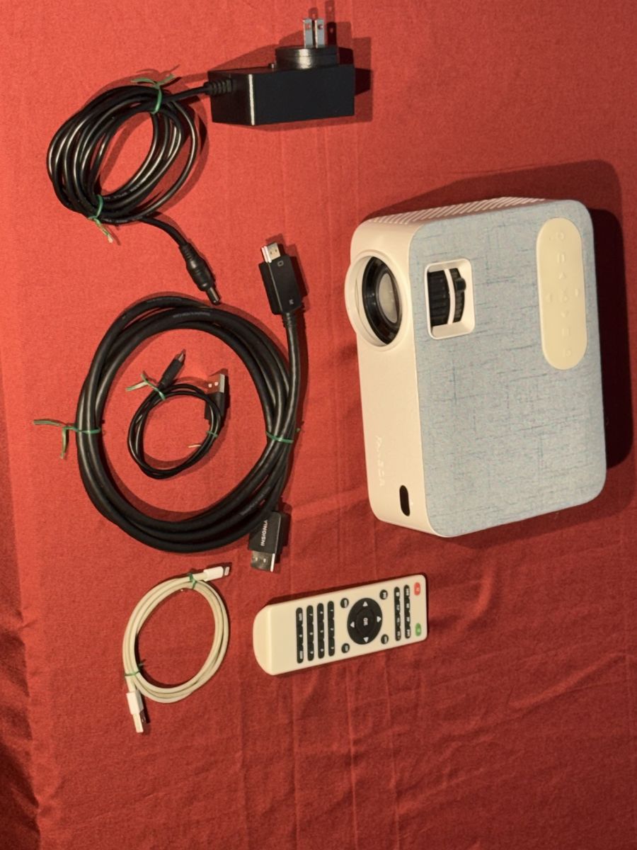 FANGOR Portable Mini Projector with Remote & Cable Accessories