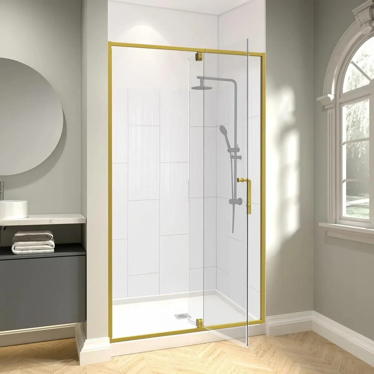 42 in. L x 34 in. W Acrylic Single Threshold Alcove Shower Pan Base Rectangular Shower Tray with Center Drain in White