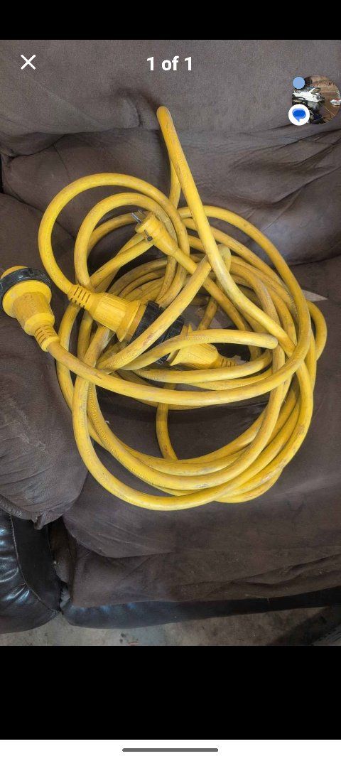 Heavy Duty Yellow Electrical Extension Cord - Used for Various Applications